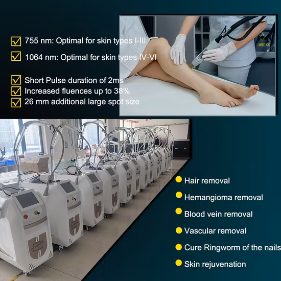 Vertical 4000W 755nm Alexandrita Depilação a Laser 1064nm ND YAG Alex Laser Long Pulse Depilação Depilação Remoção de Pêlos Sistema de Resfriamento Dcd Máquina Laser PRO
