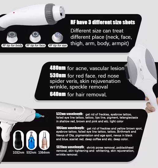 Máquina de remoção de cabelo para remoção de tatuagem a laser 3 em 1 Elight IPL Opt RF ND YAG