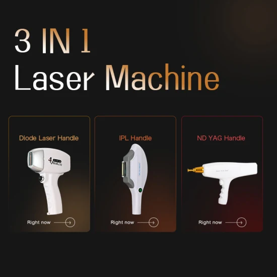 Equipamento de beleza a laser 755 808 1064 máquina de depilação a laser de diodo + IPL Elight + ND YAG 3 em 1